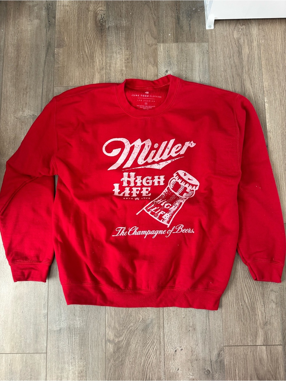 Junk Food Clothing Red Miller High Life Graphic Crewneck